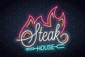 steak house neon logo with fire by pushlogo on creativemarket grill logo neon logo home logo