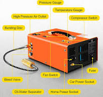 Portable PCP Air Compressor – 300Bar/4500PSI, 110V AC & 12V DC, With Power  Converter For Airsoft & Paintball