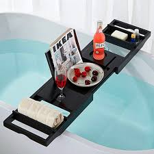 4.1 out of 5 stars, based on 16 reviews 16 ratings current price $21.99 $ 21. Home Kitchen Black Bathtub Caddy Tray For Luxury Bath Expandable Bamboo Bathtub Tray With Book And Wine Holder Extra Soap Dish Little Kuku Bathtub Tray Bathtub Accessories