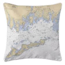 Island Girl Ct Fishers Island Sound Ct Nautical Chart Pillow