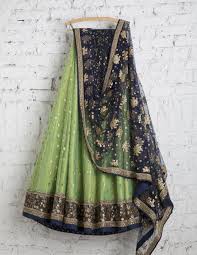 Swatimanish Lehengas Smf Leh 160 17 Olive Green Lehenga With Ultramarine Dupatta And Blouse Indian Outfits Fashion Indian Designer Outfits