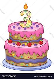 Birthday Cake Image For 3 Years Old Royalty Free Vector
