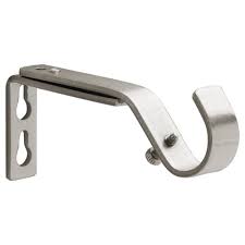 Satin chrome is cooler and bluer. Home Decorators Collection Mix And Match 1 In Single Curtain Rod Bracket In Brushed Nickel 2 Pack U Bn885059f The Home Depot