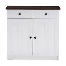Lauren Twotone And Buffet Kitchen Cabinet With Two Doors And Two Drawers White Dark Brown Baxton Studio Kitchen Cabinet Storage White Wood Kitchens New Kitchen Cabinets