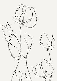 Black And White Flower Artwork Hand Drawn Beautiful Flower One Line Drawing Minimalist Flower Print Black An Floral Artwork Romantic Artwork Floral Poster
