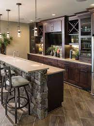 We are sure a bar always looks good in a kitchen for all its purposes served. Contemporary Homes Are All About Incorporating Every Little Detail That Is To The Taste Of Those Who Liv Kitchen Bar Design Kitchen Island Bar Basement Kitchen