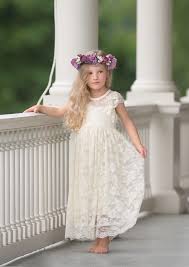 Baptism Flower Girl Dresses Boho Rustic Flower Girl Dress Cream Flower Girl Dress