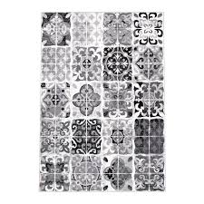 Unser shop bietet viele geometrische teppiche an. Teppich Flachgewebe Flachflor Modern Patchwork Ornamenten Florale Verzierungen Schwarz Weiss Grau Wohnzimmer Myshop24