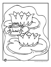 Lilypads, the huge circular leaves of the water lily plants, are visually appealing as they float on water along with the pretty and colorful flowers. Frog And Lily Pads Coloring Page Woo Jr Kids Activities Children S Publishing