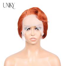 Pixie Cut Lace Front Wig Ginger Orange Bob Lace Peruca Human Wigs For Women  Straight Short Bob Wig T Parte Da Peruca Z0613 De $172,45