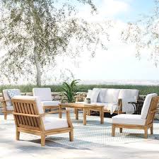 Elaina 8 Piece Teak Sectional Seating Group With Cushions In 2020 Teak Patio Furniture Teak Outdoor Furniture Patio Furnishings