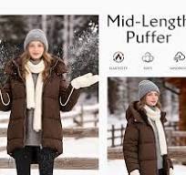 Amazon.com: PEHMEA Women Mid-Length Puffer Hooded Jacket ...