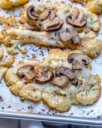 These Clean Eating Cheesy Cauliflower Mushroom Steaks Are Recipe Steak And Mushrooms Clean Food Crush Cauliflower Mushroom