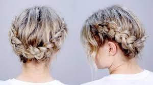 Hairstyle Of The Day Super Cute Braid Hairstyle Updo Milabu Cool Braid Hairstyles Milkmaid Braid Short Hair Braided Hairstyles Easy