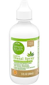 Saline nasal sprays can be used to relieve nasal or sinus dryness, congestion, allergies, or snoring. Simple Truth Saline Nasal Spray With Aloe 3 Fl Oz Vitacost