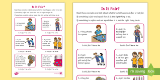 Is It Fair Worksheet Teacher Made