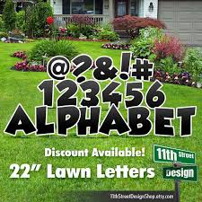 Thin large event letters are an affordable option for large temporary signs. 22 Black Lawn Letter Yard Signs Full Alphabet 22 Etsy Yard Cards Lawn Decor Yard Signs
