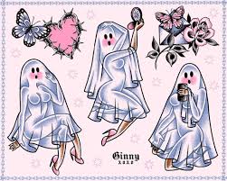 Ginny Neumann On Instagram Ghost Gals Available I Would Love To Tattoo Some Flash In March Check Out In 2020 Creepy Halloween Decorations Halloween Halloween Film