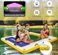 Floating Dock Mesh GarveeLife 8.5FT Inflatable Water Hammock - Hexagon  Floating Dock With Mesh Center For Pool & Lake Pool Party Float