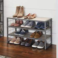 Better Homes Gardens Farmhouse Grey Wood And Metal Garment Rack Walmart Com In 2020 Metal Shoe Rack Shoe Rack Closet Shoe Rack Walmart