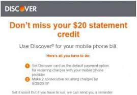 Discover card online payment service enables every registered customer to pay bills, credit card monthly payment and others. Use Your Discover Card To Get A 20 Refund On Your Phone Bill Awardwallet Blog