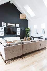 Cc And Mike Gameroom Reveal Cc And Mike Lifestyle And Design Blog Vaulted Ceiling Living Room Accent Walls In Living Room Black Accent Wall Living Room