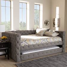 Baxton Studio Anabella Modern Contemporary Grey Fabric Upholstered Queen Daybed With Trundle Review Daybed With Trundle Upholstered Daybed Full Size Daybed