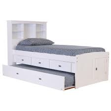 Choose from our most popular best selling twin size, full size, queen size or king size platform bed frames and storage bed frames made from sustainably harvested. Os Home And Office Furniture Model 0220 K3 Kd Solid Pine Twin Captains Bookcase Bed With Twin Trundle And 3 Spacious Underbed Drawers In Casual White