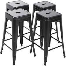 Short or counter height stools are typically 24 inches from the floor to the top of the seat and are best suited for counters and kitchen islands. Buy Fdw Set Of 4 Bar Stools 30 Inches Metal Bar Stool Counter Height Bar Stoolspatio Stool Stackable Barstools Kitchen Counter Stool Indoor Outdoor Stool Metal Bar Stools Black Online In Indonesia B08dqtqhzy