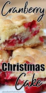 Rich dark chocolate plus raspberries in a warm cream pie will surely warm you up in the cold of winter. Cranberry Christmas Cake