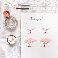 Bullet Journal Drawing Tutorial Cherry Blossom Tree Tutorial Cherry Blossom Tree Drawin Cherry Blossom Drawing Cherry Blossom Painting Trees Drawing Tutorial