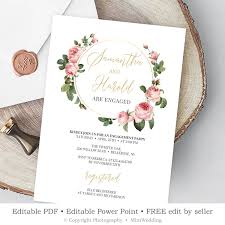 Blush Roses Engagement Invitation Editable Pink Free Engagement Party Invitations Templates Engagement Party Invitations Instant Download Wedding Invitations