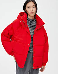 Puffer Jackets Coats And Jackets Clothing Woman Pull Bear Spain Canary Islands Red Puffer Jacket Long Sleeve Tshirt Women Jackets