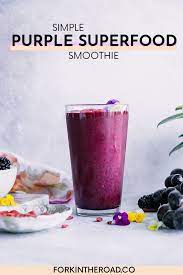 Plant Powered Purple Smoothie Purple Fruit Superfood Smoothie Recipe Easy Smoothie Recipes Superfood Smoothie Superfood Smoothie Recipe