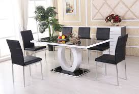 Shop our collection of leather dining room chairs at macys.com! Giovani Black White Wood Glass Dining Table Set And 6 Leather Chairs Seats Elegant Dining Room Glass Dining Table Set Modern Dining Table Set