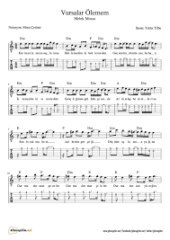 Vursalar Olemem Gitar Nota Tab Gitaregitim Net Flut Notalara Dokulmus Muzik Gitar Dersleri