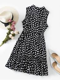 Black And White Polka Dot Summer Dress Cute Black Summer Dresses For Women Cute Black Summer Outfits In 2020 Summer Dresses For Women Polka Dot Summer Dresses Mini Black Dress
