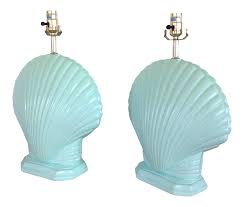 The clamshell table lamp is the perfect mix of coastal inspiration with rustic textures. Light Aqua Clam Shell Table Lamps A Pair Chairish