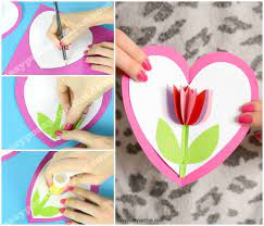 Diy Rolled Paper Roses Valentines Day Or Mother S Day Card Mothers Day Crafts For Kids Valentine Crafts For Kids Tulips Card