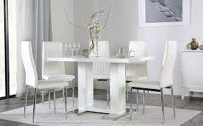 Showing results for high gloss dining table. Joule White High Gloss Dining Table With 6 Leon White Leather Chairs Furniture And Choice
