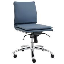 Techni mobili modern armless desk chair. Gunar Pro Low Back Armless Blue Office Chair By Euro Style Eurway