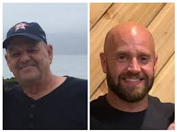 Father and son hard at work in the bog.