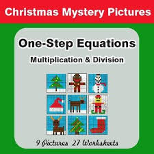 One Step Equations Multiplication Division Color By Number Mystery Pictures Math Mystery Picture Math Mystery Christmas Mystery Pictures