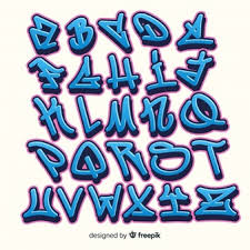 Letras Do Alfabeto Do Estilo De Graffiti Vetor Premium Traços coloridos em um corpo de pedra: letras do alfabeto do estilo de