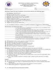 You may be a researcher who wants to revisit the basics of research or to learn more about how to research on philippine realities. Practical Research 1 Mastery Test Qualitative Research Quantitative Research