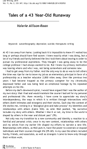 Tales of a 43 Year-Old Runaway: Life Writing: Vol 11, No 3