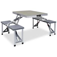 Portable folding picnic table with 4 seats. Folding Camping Table With 4 Seats Steel Aluminium Home Discount Australia
