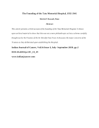 PDF) The Founding of the Tata Memorial ...