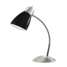 Cresswell 18 In Brushed Steel Gooseneck Desk Lamp With Black Shade And Led Bulb Included 17973 002 The Home Depot