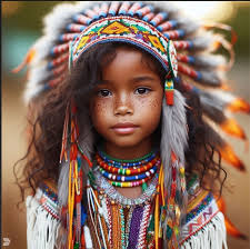 Indigenous and African cultural fusion in a child